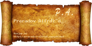 Preradov Alfréd névjegykártya